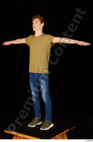  Matthew blue jeans brown t shirt casual dressed green sneakers standing t poses whole body 0002.jpg